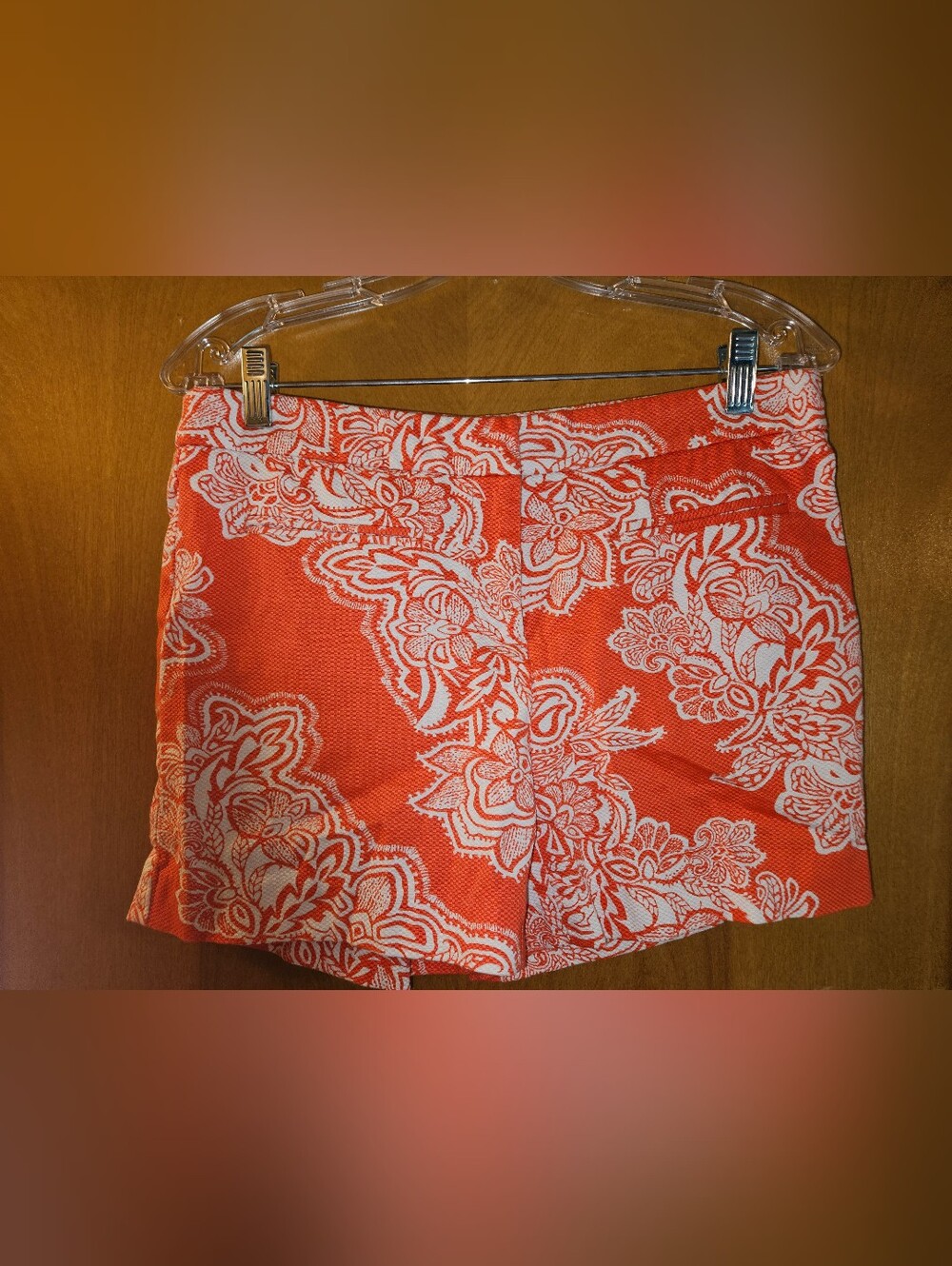 Willi Smith Coral-White Paisley High-Waist Shorts